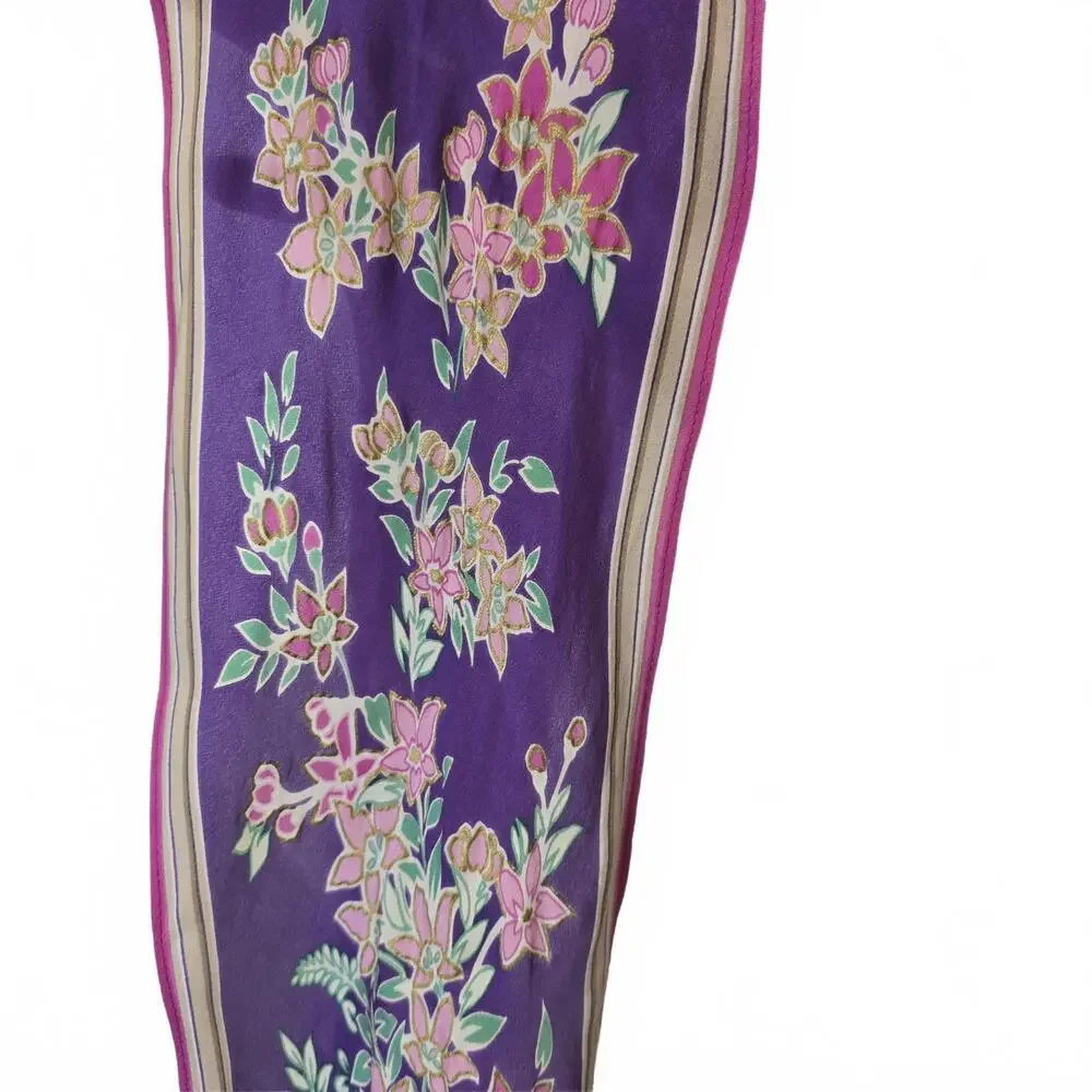 Vintage Floral with Metallic printing Silk Scarf‎ by Osca de la Renta